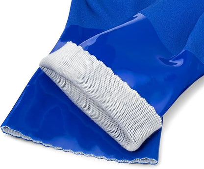 kitchen-star Ultimate Rubber Household PVC Gloves with Comfortable Cotton Lining, Anti-Slip surface, Kitchen Dishwashing, Extra Thickness, Kitchen Cleaning, Working, Painting, Pet Care (Large, Blue)