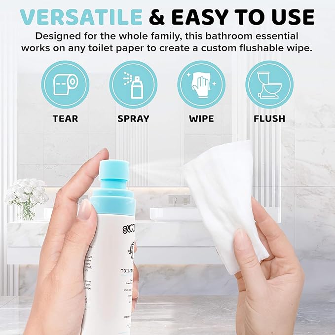 Toilet Paper Spray (2.7 fl oz/300+ Uses) - Upgrade Toilet Paper into a Gentle, Cleansing Wipe | A Better Toilet Paper Experience | Soothing Formula | Travel Friendly