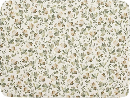 Spring Summer Daisy Floral Leaf Dish Drying Pad 18 x 24 Inch With Absorbent Reversible Microfiber Green Brown Leaves Flowers Drying Mats Dish Drainer Mat Fast Dry For Kitchen Dining Room Decoration