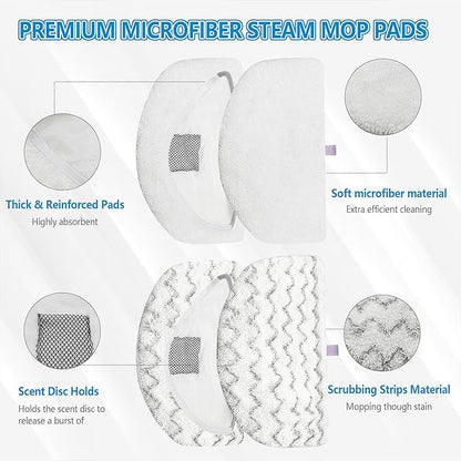 4 Pack Steam Mop Pads Replacement for Bissell Powerfresh Steam Mop 1940 1440 1544 1806 2075 Series, Model 5938 19402 19404 19408 19409 1940A 1940F 1940Q 1940T 1940W, Microfiber Washable, Reusable