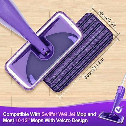 Updated & Innovative Cationic Mop Pads for Swiffer Wet Jet and Most Velcro 10" 11" 12" Spray Mops, Reusable Swiffer Wet Jet Mop Pads Replacement
