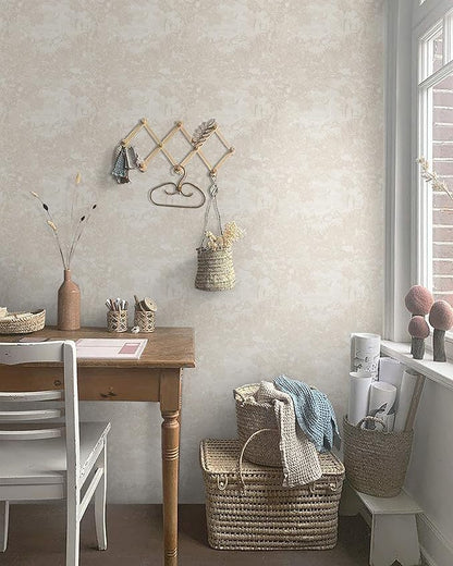 Heroad Peel and Stick Wallpaper Beige Neutral Vintage Forest Animals Floral Wallpaper Removable Self-Adhesive Contact Paper for Bedroom Living Room Cabinets Decoration Thicken Vinyl 17.3" x 197"