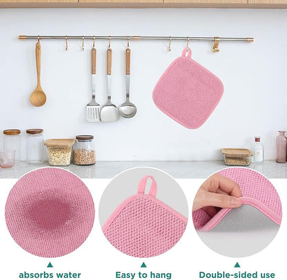 GeeRic Microfiber Dish Drying Mat, Super Absorbent Kitchen Dish Drying Pad, Reversible for Countertop, 7*7 inch Pink