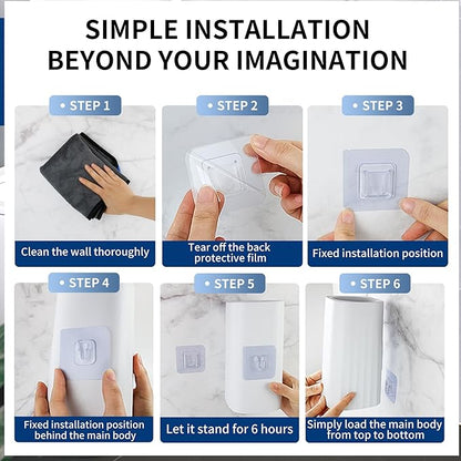 Toilet Brush & Holder Set, Lightweight Plastic Handle, Space Saving for Storage, Deep Cleaning, Drip-Proof, Easy to Assemble, Nylon Bristles, White & Grey
