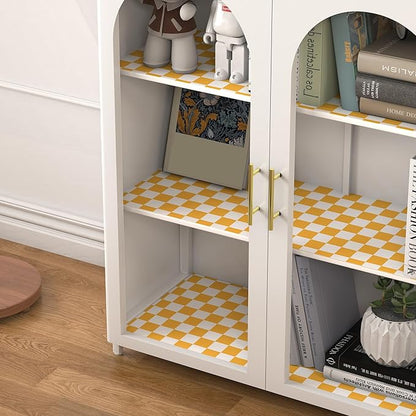 Modern Peel and Stick Wallpaper Orange and White Mosaic Checkered Contact Paper 17.7"x197" Self Adhesive Lattice Wallpaper Removable Decorative Wallpapers for Bedroom Countertops Cabinet Vinyl Roll