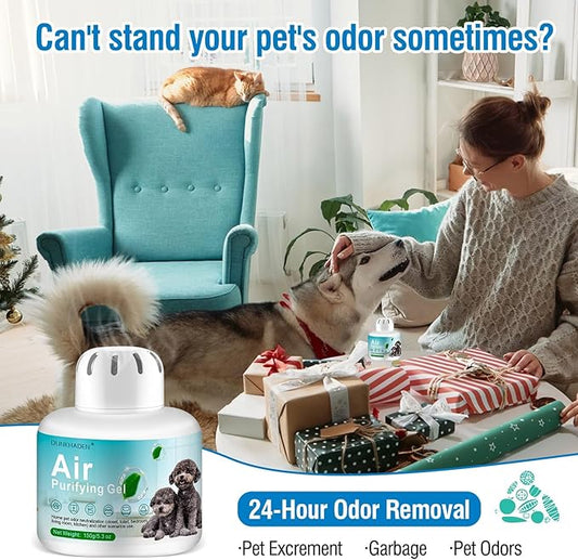 Eco-Friendly Odor Absorber Box for Pets,Pet Odor Eliminator Gel, | 5.3 oz,90-Day Long Lasting | Plant-Based, Safe Around Cats & Dogs | Continuous Air Freshener for Home
