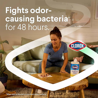 Clorox Disinfecting Cleaning Wipes Flex Pack, Bleach Free, Crisp Lemon, 75 Count (Pack May vary)