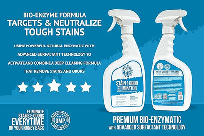 Bulldogology Bio-Enzymatic Pet Stain & Odor Remover - Pet Carpet Enzyme Cleaner for Cat and Dog Pee, Pet Stain Remover for Carpet and Floors, Dog Stain Remover and Odor Neutralizer (32 oz)