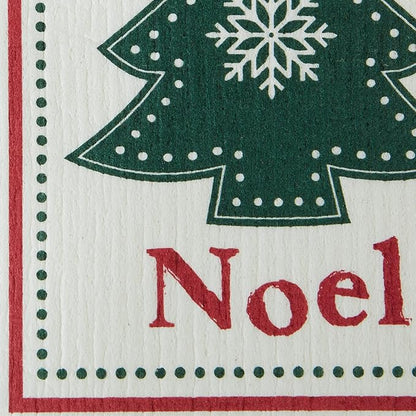 DII Swedish Dishcloths for Kitchen & Cleaning, Reusable, Machine Washable & Dishwasher Safe, Biodegradable, 7.75 x 6.75, Noel Tree, 3 Piece