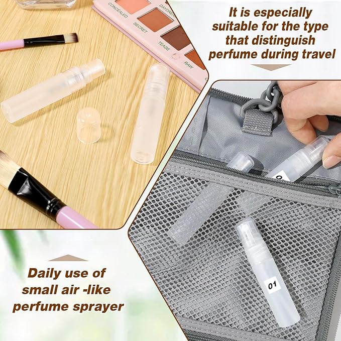 Mozeat Lens 6 PCS 5ml Mini Spray Bottle Plastic Portable Travel Bottle Fine Mist Refillable Mini Perfume Sample Bottles Clear Plastic Spray Bottle Empty for Cleaning Travel Essential Oils
