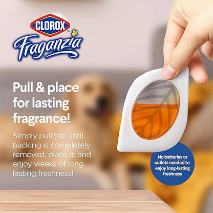 Clorox Fraganzia Small Rooms Air Freshener, Island Escape Scent - Peel & Place Air Freshener, No-Plug, Battery-Free for Closets, Laundry Room, Entry Way, Bathroom, Locker, 0.25 Fl Oz Each, 24 Count