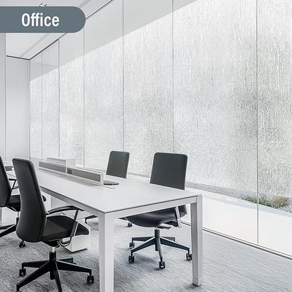 LUTE Rain Glass Window Film, Privacy Frosted Film Decorative Sticker, UV Blocking Static Cling Removable Glass Cover, Stained Frosting Cling Door Window Vinyl for Home Office, 35.4" x 78.7"