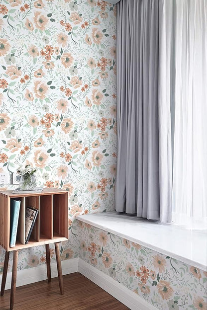 Heroad Brand 16.1"x393" Boho Floral Peel and Stick Wallpaper Retro Flower Contact Paper for Cabinets Waterproof Removable Self Adhesive Drawer Liner Decoration Wall Paper for Walls