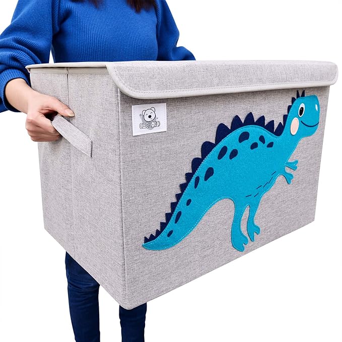 CLCROBD Foldable Large Kids Toy Chest with Flip-Top Lid, Collapsible Fabric Animal Toy Storage Organizer/Bin/Box/Basket/Trunk for Toddler, Children and Baby Nursery (Dolphine)
