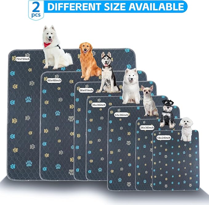 Aitmexcn Washable Puppy Dog Pee Pad, 100% Waterproof Whelping Training Mat for Puppy/Senior Dog, Fast Drying Reusable Puppy Pads for Indoor, Outdoor and Car Travel- 72'' x 72''- 1PC
