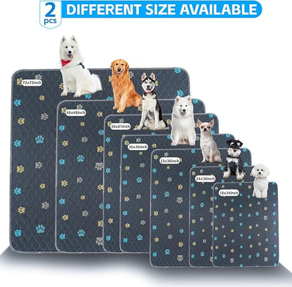 Aitmexcn Washable Puppy Dog Pee Pad, 2PCS 100% Waterproof Whelping Training Mat for Puppy/Senior Dog, Fast Drying Reusable Puppy Pads for Indoor, Outdoor and Car Travel- 24'' x 36''
