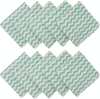 Microfiber Cleaning Cloth Lint Free Cleaning Rags, 10 Pack Fast Drying Dish Rags for Cleaning, Super Absorbent Kitchen Dish Cloths for Wash Dishes,12 in x 12 in (Green)