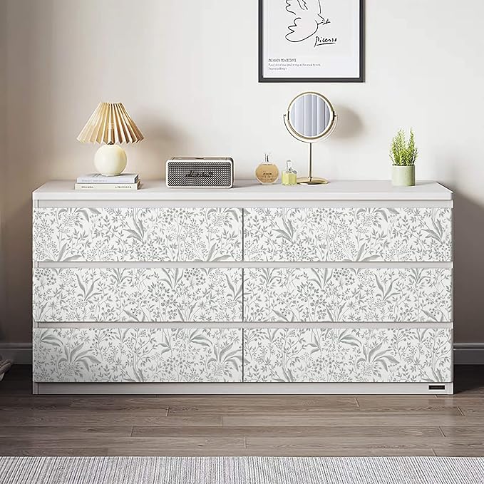 Heroad Peel and Stick Wallpaper Boho Floral Contact Paper 17.3''x393'' Leaf Wall Paper Removable Self Adehsive Wallpaper for Cabinets Drawers Bedroom Kitchen Bathroom Waterproof Decor Vinyl Roll