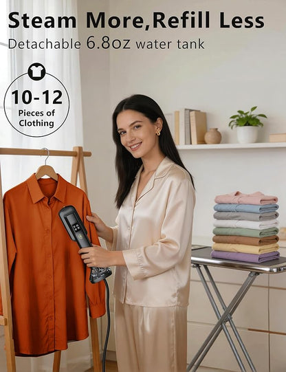 Steamer for Clothes,Portable Handheld Garment Steamer, 200ml Capacity,1000W 15s Fast Heat-UP, Leak-Proof Fabric Quick Wrinkle Remover Ceramic Panel, 2-in-1 Dry & Wet Iron for Home and Travel -Golden