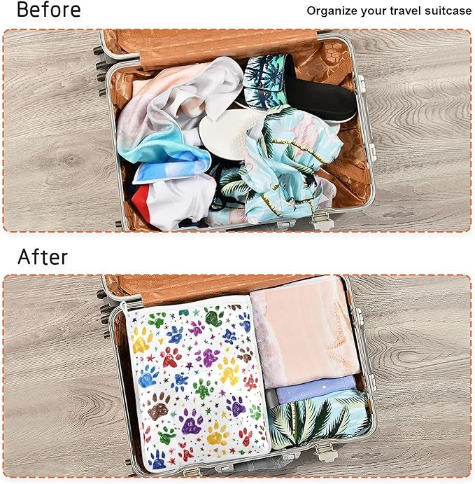 Mesh Laundry Bags Lingerie Bags for Washing Delicates 2 PCS Durable Wash Bag with Zipper Small and Medium Washable Paw Prints and Stars