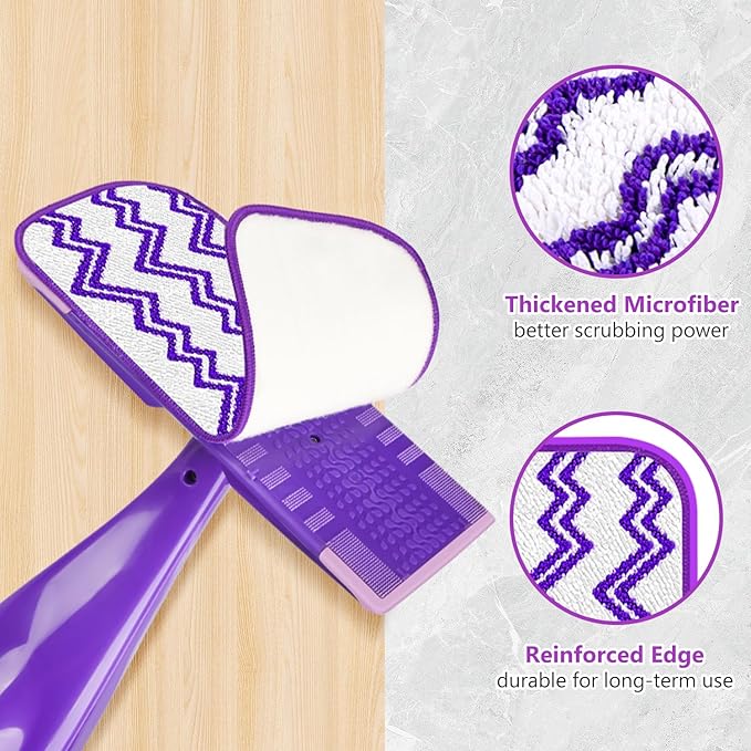 7 Pack Reusable Mop Pads Compatible with Swiffer Wet Jet- Thick Wet Pads Refills Microfiber Washable Dry Mopping Cloths for Swiffer Wetjet 12" Spray Mop Wood Floor Cleaning