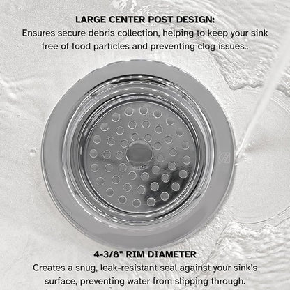 Westbrass A214-26 3-1/2" Post Style Large Kitchen Sink Basket Strainer, Polished Chrome