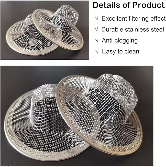 10Pcs Metal Mesh Kitchen Sink Strainer, 4.41" Stainless Steel Slop Basket Filter Trap Kitchen Sink Drain Strainer Screen Mesh Food Catcher for Most Kitchen Sink Bathroom Shower Floor Drain