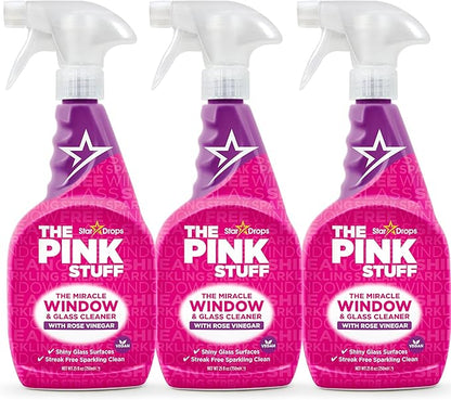 Stardrops - The Pink Stuff - The Miracle Window & Glass Cleaner with Rose Vinegar 3-Pack Bundle (3 Window & Glass Cleaner)