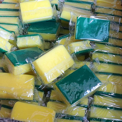 Individually Wrapped Sponges,600 Pack Sponges Individually Wrapped for Kitchen Scrub Dish Dishes Dishwashing Cleaning Non Scratch Scrubber Bulk Case - Small Mini