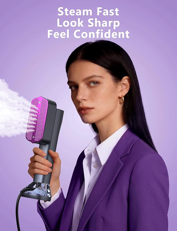 Steamer for Clothes,Portable Handheld Garment Steamer, 200ml Capacity,1000W 15s Fast Heat-UP, Leak-Proof Fabric Wrinkle Remover Ceramic Panel, 2-in-1 Dry & Wet Iron for Home and Travel- Gray&Purple