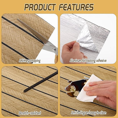 Peel and Stick Slat Wall Panel 118" x 15.7" – Self-Adhesive 3D Wood Grain Wall Panels, Waterproof PVC Fluted Paneling, Soundproof Faux Wood Wallpaper for Living Room Ceiling Decor (3 Rolls)