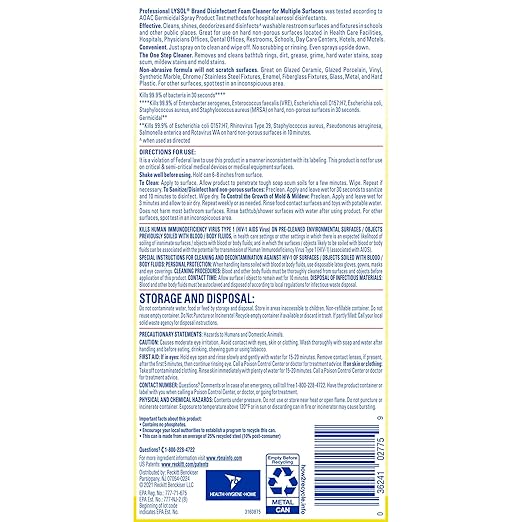 Lysol Professional Foam Cleaner for Multiple Surfaces, 24 Ounce