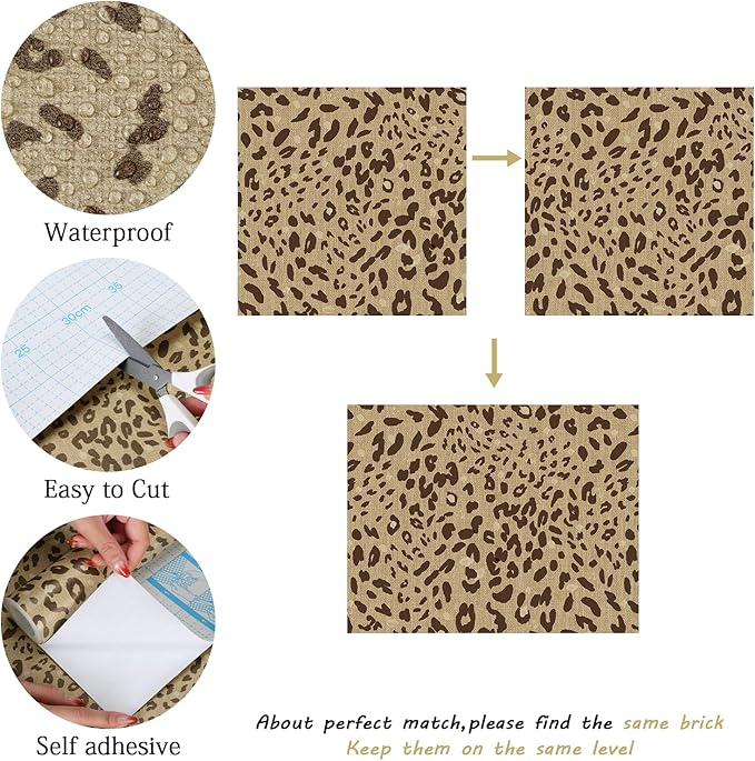 Leopard Print Peel and Stick Wallpaper – Brown & Gold Animal Pattern Removable Wall Covering for Living Room, Bedroom, Accent Wall & Home Décor – Self Adhesive, Waterproof, Easy to Install 17"x 200"