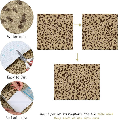 Leopard Print Peel and Stick Wallpaper – Brown & Gold Animal Pattern Removable Wall Covering for Living Room, Bedroom, Accent Wall & Home Décor – Self Adhesive, Waterproof, Easy to Install 17"x 200"