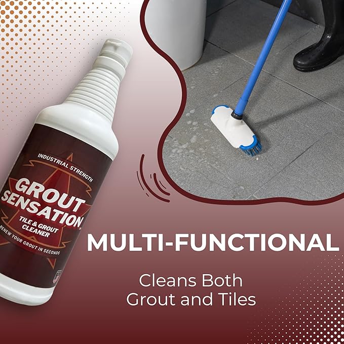 Heavy Duty Grout Cleaner - (Pack of 3) - For Tile Floors & Shower Tiles - Industrial Strength Grout Cleaning Solution Restores Original Color - No Residue, No Odor, USA Made - 32 oz