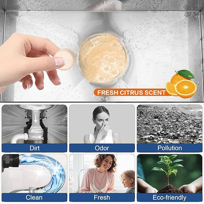 Treeroot 30 Pack Garbage Disposal Cleaner Tablets, Deodorizer, Foaming Sink Cleaner, Fresh Citrus Foaming Tablets for Garbage Disposal, Clean Kitchen Sink and Eliminate Odors, 1 Year Supply