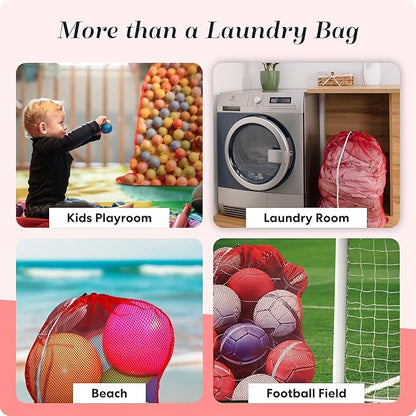 Handy Laundry Mesh XL Laundry Bags 2-Pack, 24 x 36 Inch Heavy Duty, Durable Drawstring Closure, Machine Washable, Large Laundry Bag for Delicates, College Dorms, Travel, Laundromats, Apartments, Red