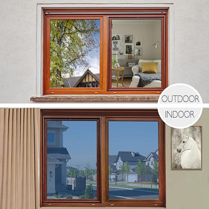 HIDBEA Window Film Daytime Privacy, Heat Control Sun Blocking Anti UV One Way Mirror Window Tint for Home, Non-Adhesive Self Static Cling Window Stickers (Blue-Silver, 35.4 Inch × 6.5 Feet)