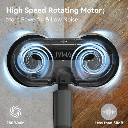VMAI Cordless Electric Mop for Floor Cleaning, Self-Propelled Spin Mop with LED Headlight & Water Spray, Up to 60 Mins Detachable Battery, 300ML Tank for Hardwood Tile Laminate Marble Floor