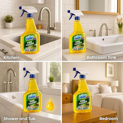 Valor Pine All-Purpose Cleaner with Trigger Sprayer, 32 fl oz – Multi-Surface Household Cleaner, Powerful Degreaser, Biodegradable, Fresh Pine Scent, Kitchen & Bathroom Use (32 Fl Oz (Pack of 6))
