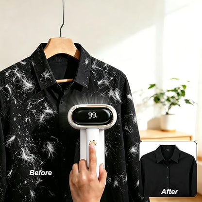 Fabric Shaver Lint Removers Rechargeable Sweater Shaver with Dual Head & LCD Display for Clothes Couch Pilling Furniture, 6-Leaf Blades Defuzzer, White, 1 Piece.