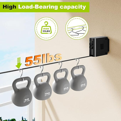 13.9 ft TPU Retractable Clothesline for Indoor & Outdoor – Heavy‑Duty Windproof Wall‑Mounted Drying Line with Separate Hanging Holes for Faster Drying, Ideal for Home, Balcony & Garden