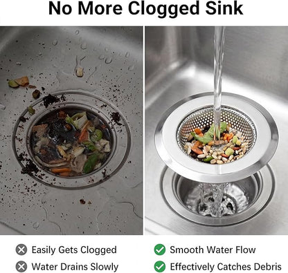 Kingrol Kitchen Sink Strainer 6-Pack, 4.5 Inch Stainless Steel Sink Drain Strainer, Fine Mesh Anti-Clog Food Catcher, Universal Fit for Standard Kitchen Drains, Dishwasher Safe