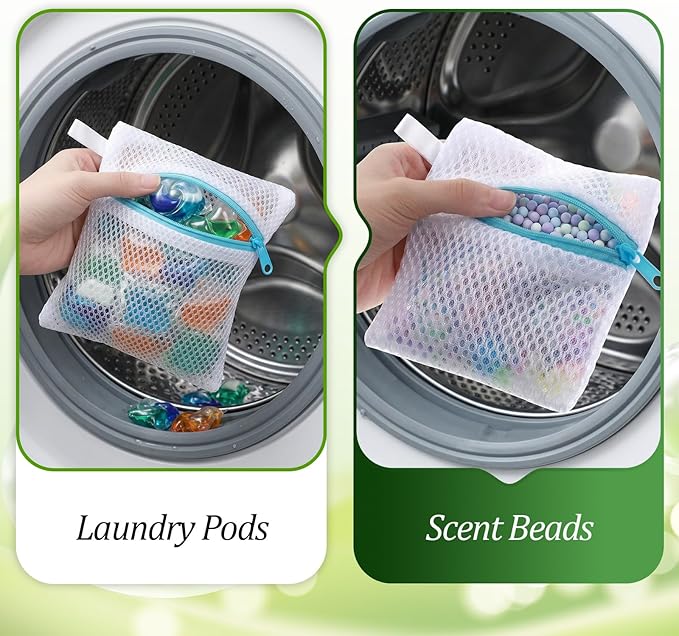 Tyqour 5pcs Small Mesh Laundry Bags, Anti-Sticking Laundry Pod Bags, Durable Polyester Storage Bags for Scented Beads, Travel Laundry Organizer, Protect Delicate Garments