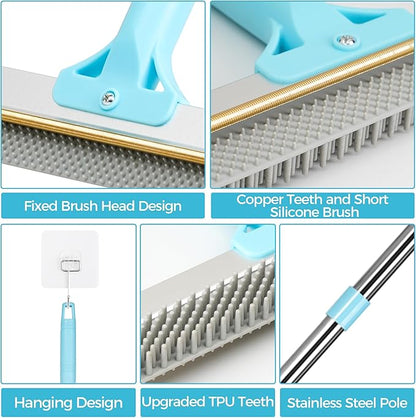 Carpet Rake for Pet Hair Removal, 2026 Upgraded Reusable Pet Hair Remover Broom, 54’’ Adjustable Long Handle Dog & Cat Carpet Rake,2 Pcs Carpet Brush Rake for Rugs, Mats, Couch, Furniture