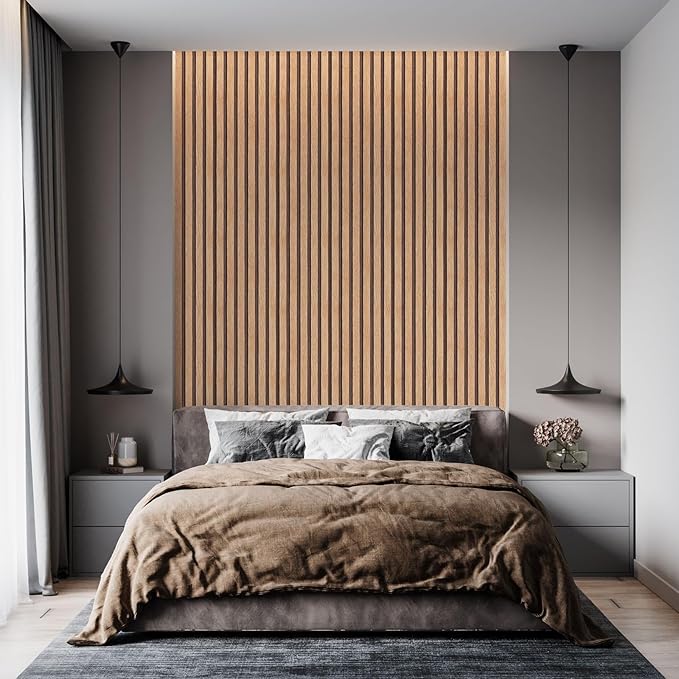 Yun-aeon Natural Wood Peel and Stick Wallpaper Wood Slats - 17.3"x 1200" Tan Self-Adhesive Waterproof Vinyl Removable Wall Paper for Wall Decor Bedroom