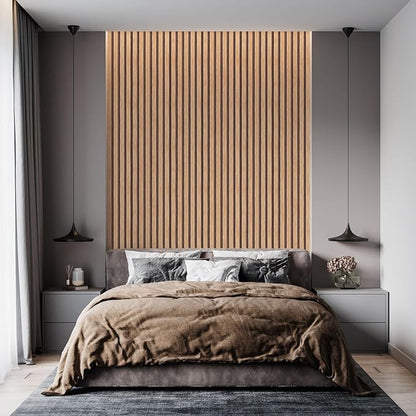 Yun-aeon Natural Wood Peel and Stick Wallpaper Wood Slats - 17.3"x 1200" Tan Self-Adhesive Waterproof Vinyl Removable Wall Paper for Wall Decor Bedroom