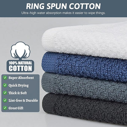 Nialnant Cotton Terry Dish Cloths,8 Pack Dish Rags for Washing Dishes,Super Soft and Absorbent Cleaning Rags - Grey Plaid