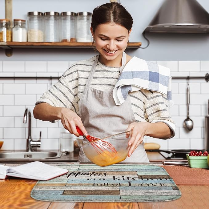 Sanwarm Absorbent Dish Drying Mat, Happiness Is A Kitchen Full of Love Microfiber Pad for Kitchen Counter, Coffee Bar Decor, Heat Resistant and Reversible, 18" x 24"