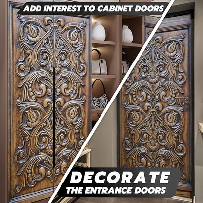 Alwayspon 30x78.7inch Wooden Bas-Relief Decoration Self-Adhesive Door Stickers Murals Decals, Art Vinyl Peel and Stick Removable Door Poster Wallpaper for Bedroom Home Decor